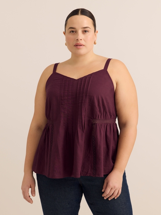 Penningtons Tops - Women's Plus Size Swing Cami Blouse with Pintuck Detail 1X - Penningrons